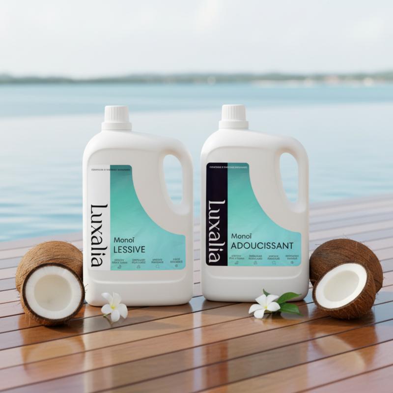 Duo Monoï 10 Litres | Sans Pictogrammes, Ni Conservateurs MIT, BIT, CMIT | 5 Litres Lessive + 5 Litres Adoucissant = 10 Litres | LUXALIA — vignette 3