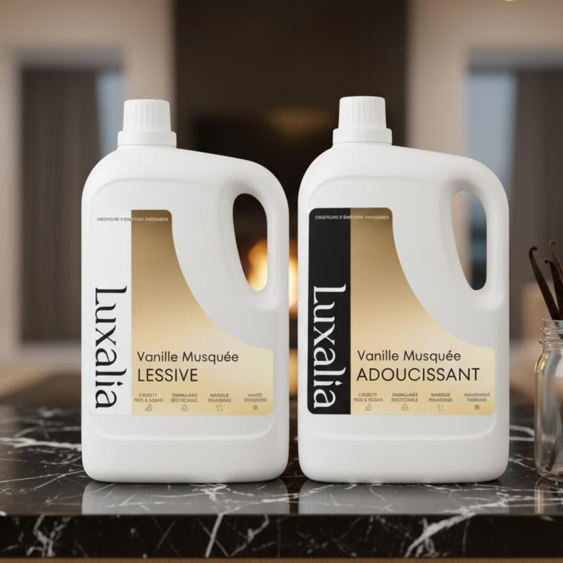 Duo Vanille Musquée | Lessive + Adoucissant | 5 Litres x 2 = 10 Litres | Lessive Sans Conservateurs MIT | Adoucissant Hautement Parfumé - LUXALIA — vignette 3