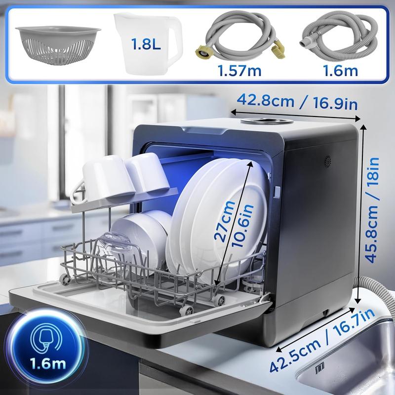 Duronic DW5 BK Lave-vaisselle de table 950W lave vaisselle posable portable compact gain de place pour petite cuisine 6 programmes de lavage séchage efficace pratique — vignette 2