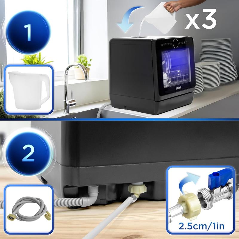 Duronic DW5 BK Lave-vaisselle de table 950W lave vaisselle posable portable compact gain de place pour petite cuisine 6 programmes de lavage séchage efficace pratique — vignette 3