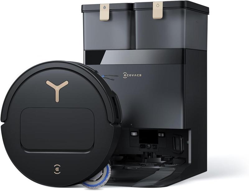 ECOVACS DEEBOT T50 PRO Omni Gen3 Aspirateur robot avec fonction de lavage à la serpillière, 25 000 Pa, AIVI 3D 3.0, ajout automatique de solution de nettoyage, lavage de la serpillière à 75 °C, séchage par air chaud, 81 mm, noir brillant