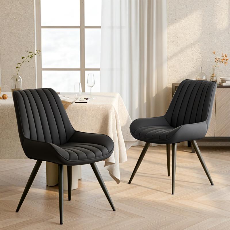 Ensemble moderne de 2/4/6 chaises de salle à manger – chaises confortables avec des coussins épais et rembourrés, des revêtements en tissu et des pieds en métal — vignette 3