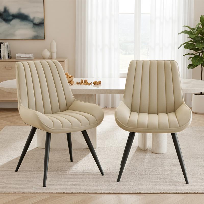 Ensemble moderne de 2/4/6 chaises de salle à manger – chaises confortables avec des coussins épais et rembourrés, des revêtements en tissu et des pieds en métal — vignette 4