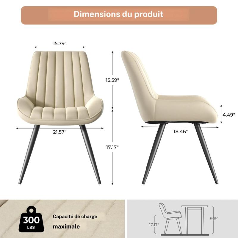 Ensemble moderne de 2/4/6 chaises de salle à manger – chaises confortables avec des coussins épais et rembourrés, des revêtements en tissu et des pieds en métal — vignette 7