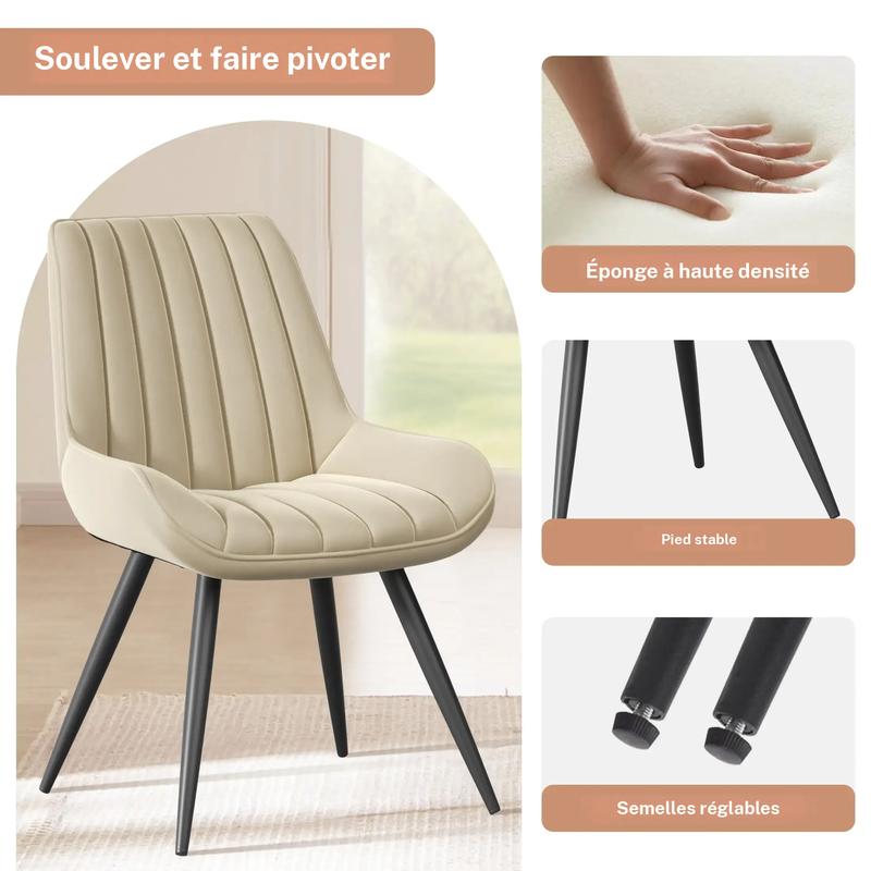 Ensemble moderne de 2/4/6 chaises de salle à manger – chaises confortables avec des coussins épais et rembourrés, des revêtements en tissu et des pieds en métal — vignette 8