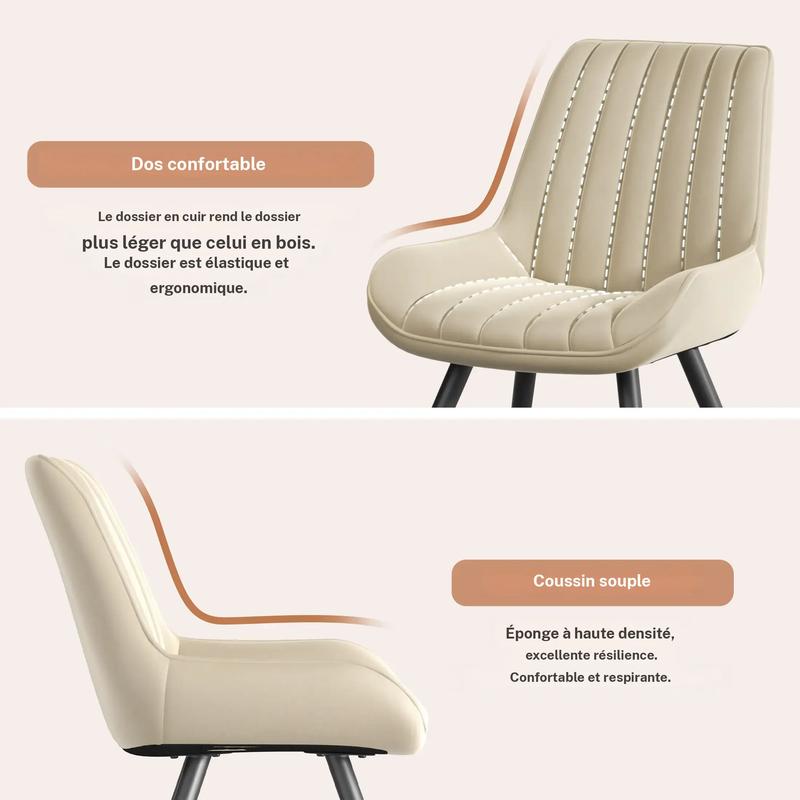 Ensemble moderne de 2/4/6 chaises de salle à manger – chaises confortables avec des coussins épais et rembourrés, des revêtements en tissu et des pieds en métal — vignette 9