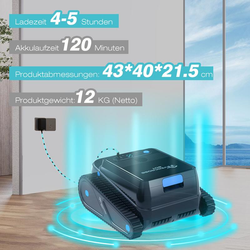 EVERCROSS BOT U8 Robot Piscine Fond et Parois - 120 Min d'Autonomie - 200 m² Surface de Nettoyage - Navigation Intelligente - Stationnement Automatique - APP — vignette 7