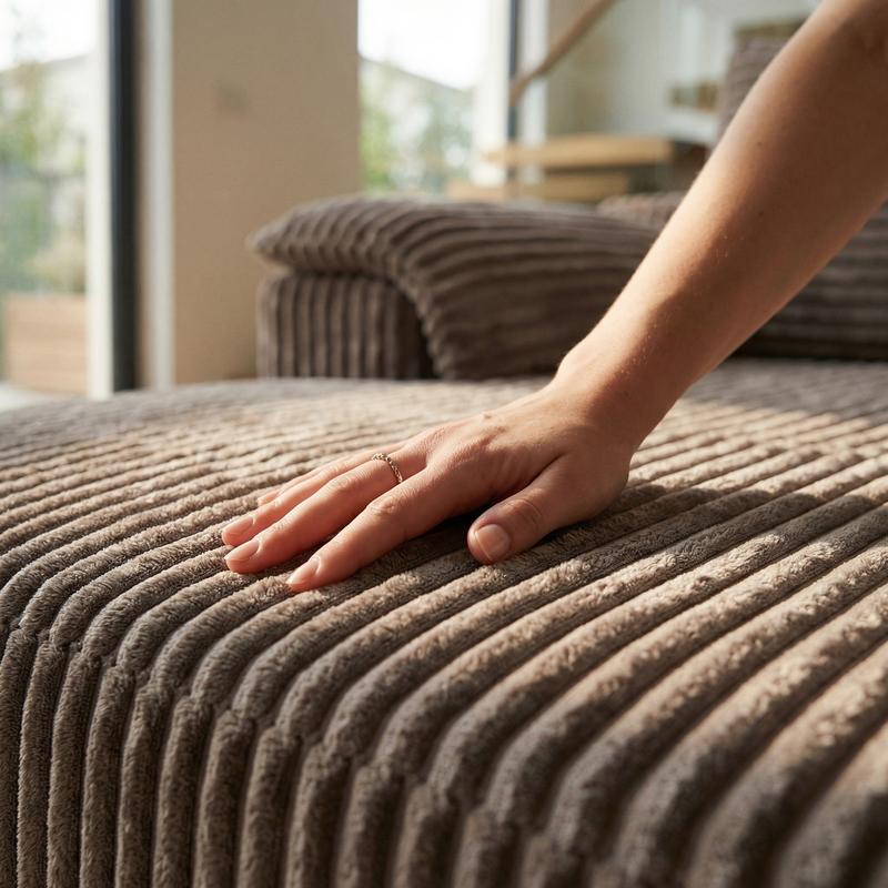 Expédition de 3 colis : canapé en forme de U de 132", canapé modulaire et composable, canapé lounge avec deux dossiers inclinables, canapé sans rembourrage, canapé en velours côtelé doux pour le salon, canapé comprimé sans installation — vignette 6