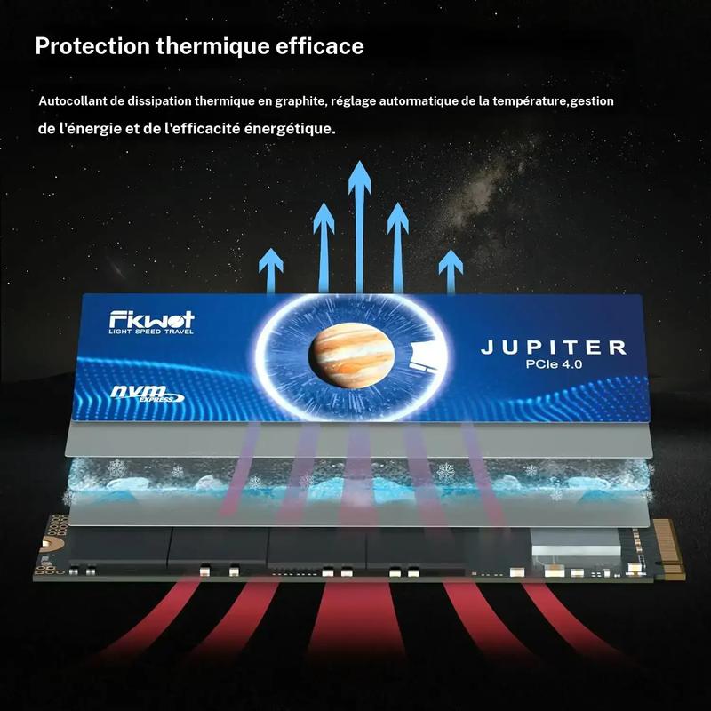 FIKWOT FX991 / FX910 (avec dissipateur de chaleur) SSD M.2 NVMe M2 2280 PCIe Gen 4x4, lecture jusqu’à 7300 Mo/s, unité à état solide interne pour PS5 ordinateur portable bureau 3D NAND — vignette 3