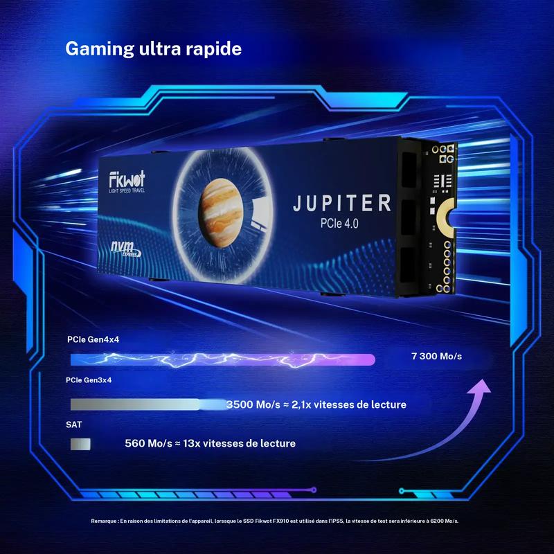 FIKWOT FX991 / FX910 (avec dissipateur de chaleur) SSD M.2 NVMe M2 2280 PCIe Gen 4x4, lecture jusqu’à 7300 Mo/s, unité à état solide interne pour PS5 ordinateur portable bureau 3D NAND — vignette 7
