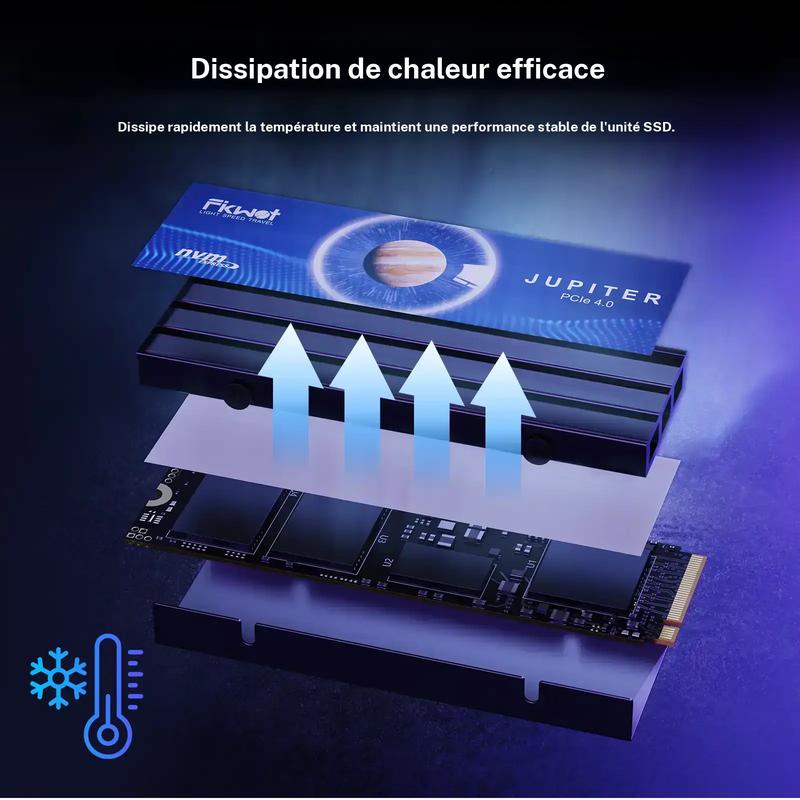 FIKWOT FX991 / FX910 (avec dissipateur de chaleur) SSD M.2 NVMe M2 2280 PCIe Gen 4x4, lecture jusqu’à 7300 Mo/s, unité à état solide interne pour PS5 ordinateur portable bureau 3D NAND — vignette 8