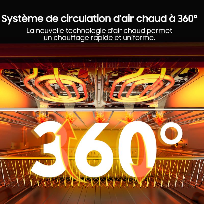 Friteuse à air XXL 23 L avec double porte et fenêtre d’observation | Friteuse à air 2 zones 2200 W avec plaque de séparation amovible, 15 programmes, four électrique intelligent, écran tactile LED, broche rotative, 12 accessoires — vignette 2