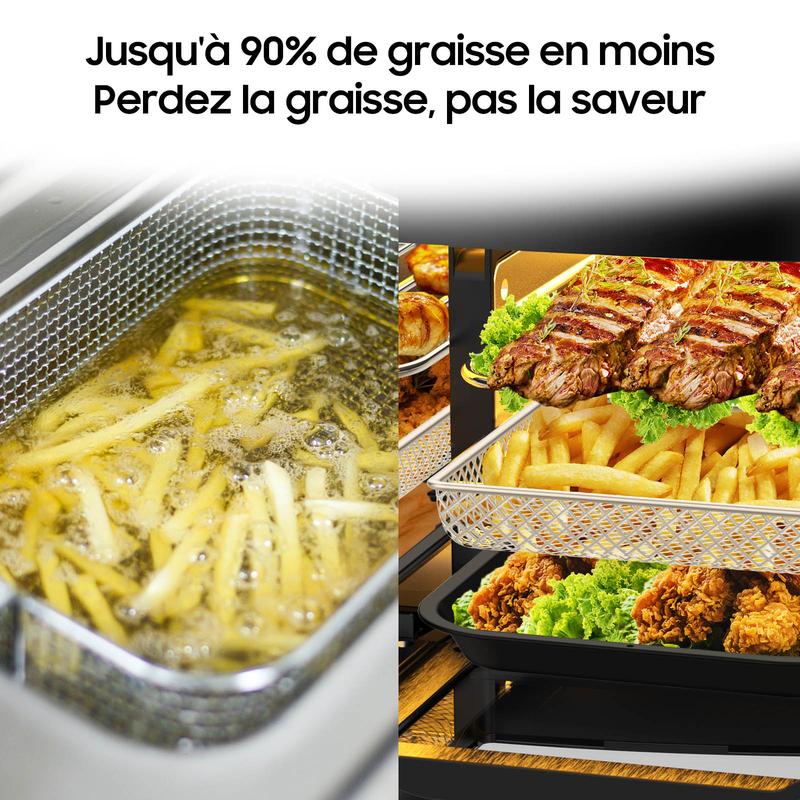 Friteuse à Air XXL BBQ 12L Dual Zone – 2600W Airfryer avec fenêtre | Double chambre avec séparateur amovible & paniers, LED tactile, 10 programmes, barbecue intérieur, sain & peu gras, arrêt automatique, Noir — vignette 2