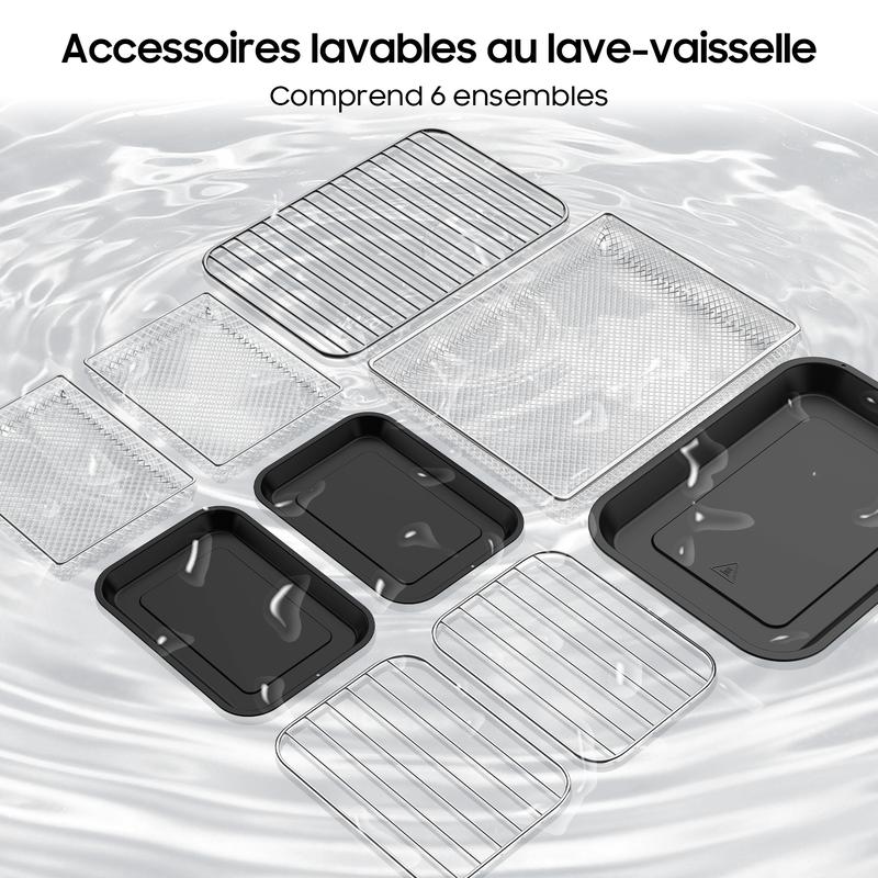 Friteuse à Air XXL BBQ 12L Dual Zone – 2600W Airfryer avec fenêtre | Double chambre avec séparateur amovible & paniers, LED tactile, 10 programmes, barbecue intérieur, sain & peu gras, arrêt automatique, Noir — vignette 8