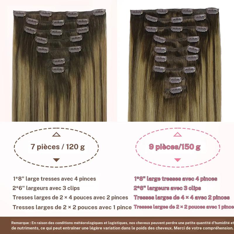 GOOGOO Extension de cheveux à clips en cheveux humains, naturels, lisses, légers, faciles à coiffer, doux TikTokShopBlackFriday — vignette 2