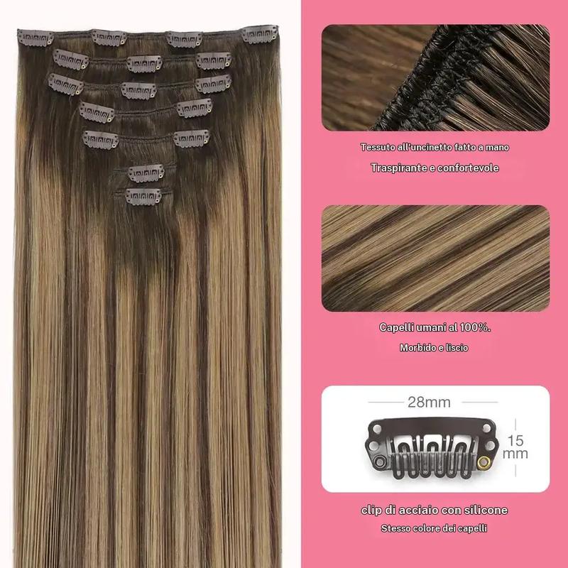GOOGOO Extension de cheveux à clips en cheveux humains, naturels, lisses, légers, faciles à coiffer, doux TikTokShopBlackFriday — vignette 3