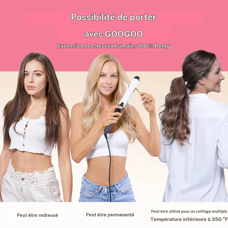 GOOGOO Extension de cheveux à clips en cheveux humains, naturels, lisses, légers, faciles à coiffer, doux TikTokShopBlackFriday — vignette 6