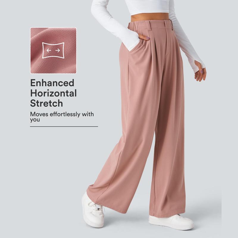 Halara Pantalon Tailleur Large Fluide Halara Flex™ Gaufré Taille Haute Poches Latérales
