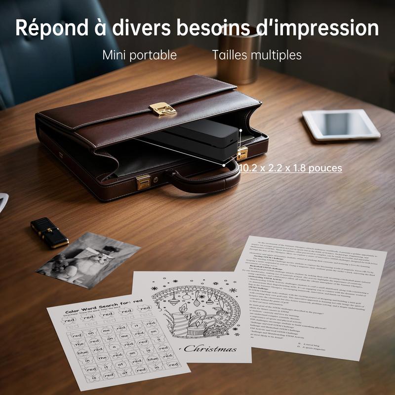 Hanin Imprimante Thermique A4 Portable – Imprimante Bluetooth Sans Encre pour la Maison et le Bureau, Compatible iOS & Android — vignette 3