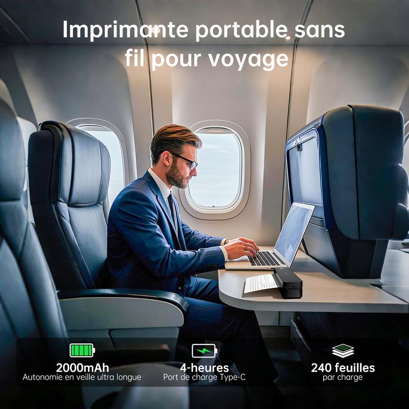 Hanin Imprimante Thermique A4 Portable – Imprimante Bluetooth Sans Encre pour la Maison et le Bureau, Compatible iOS & Android — vignette 4