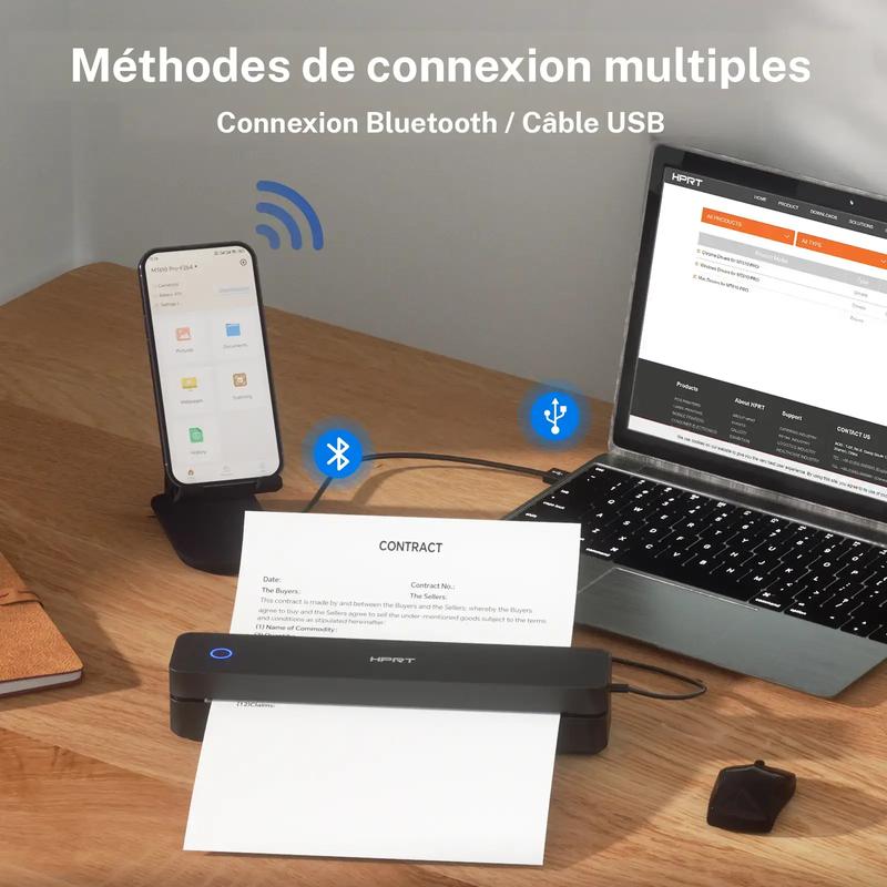 Hanin Imprimante Thermique A4 Portable – Sans Encre, Bluetooth Sans Fil, Idéale pour la Maison et le Bureau, Compatible iOS & Android, Parfaite comme Cadeau — vignette 6