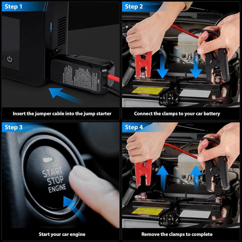 HIEHA 4-in-1 Booster Batterie Car Jump Starter 15000mAh Air Compressor, 3500A All Gas 150PSI Tire Inflator, 12V Jump Power, Fast USB, Multi-Safety & LED Light Car Tool Kit Automotive Tool Kit,BacktoSchool — vignette 6