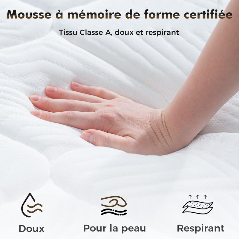 HOMAVO Matelas à ressorts ensachés, 10 couches de matériaux premium, 7 zones, 25 cm/28cm, couche supérieure intégrée — vignette 6