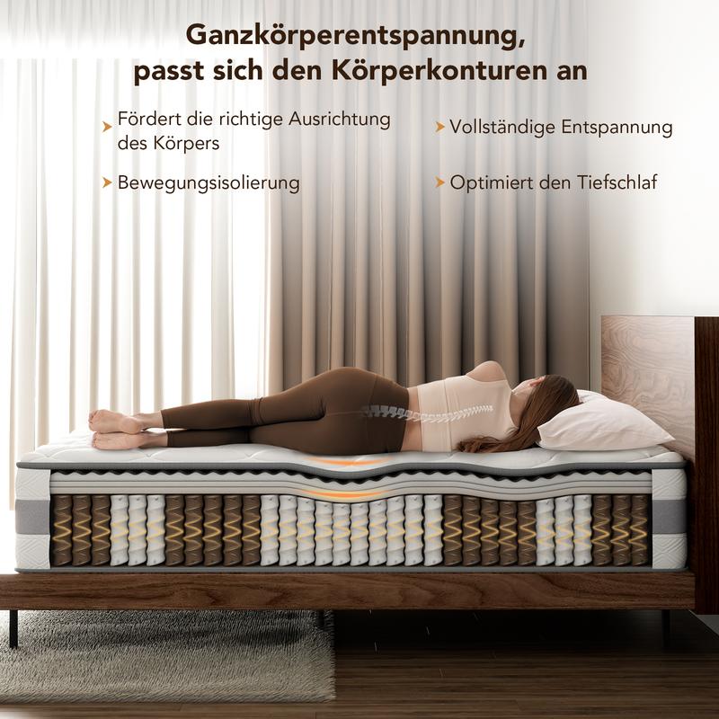 HOMAVO Matelas à ressorts ensachés 7 zones｜Construction de confort en 10 couches｜Sensation de sommeil ergonomique — vignette 4