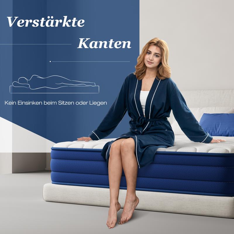 HOMAVO Série abyssale, matelas à ressorts ensachés 7 zones, Zero Gravity, respirant, épaisseur 22 cm, degré de fermeté H3 — vignette 5