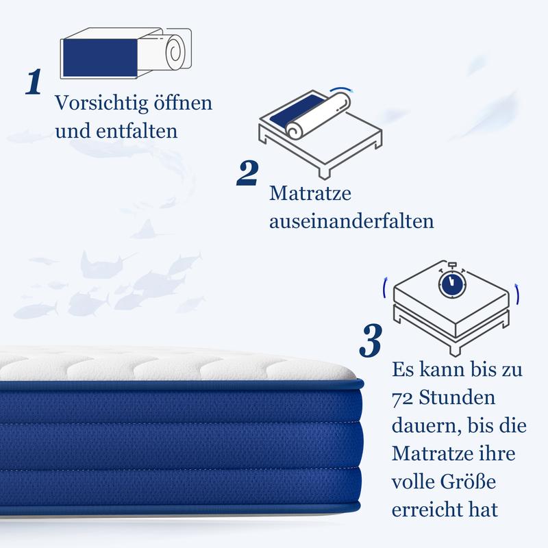 HOMAVO Série abyssale, matelas à ressorts ensachés 7 zones, Zero Gravity, respirant, épaisseur 22 cm, degré de fermeté H3 — vignette 6