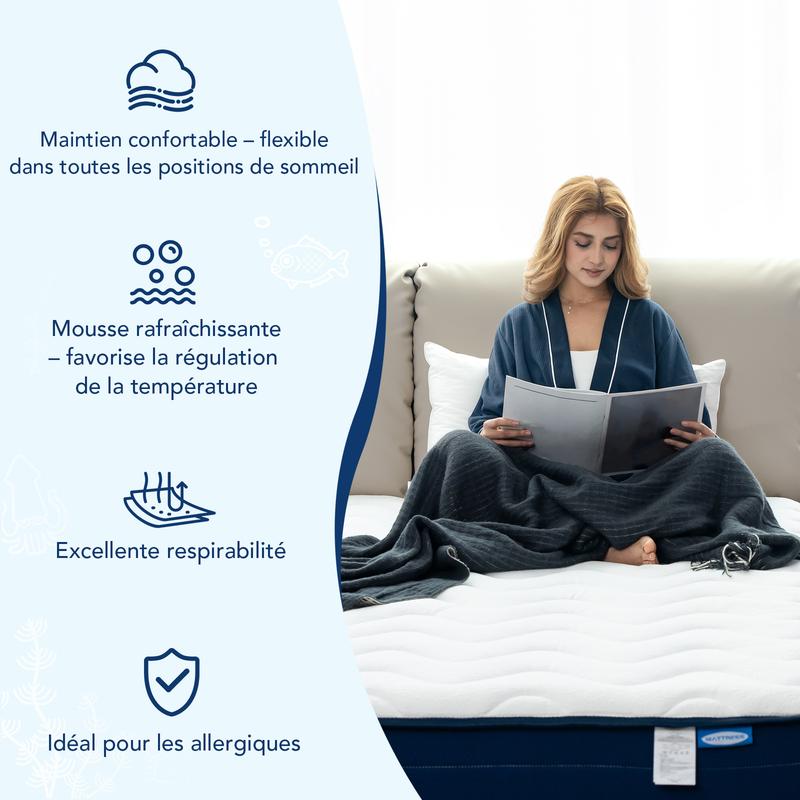 HOMAVO Série Océan Profond｜Matelas à ressorts ensachés ergonomique 7 zones – 22 cm de hauteur, soutien confortable — vignette 4