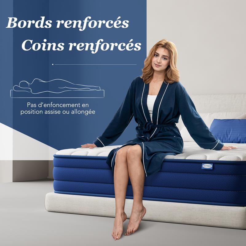 HOMAVO Série Océan Profond｜Matelas à ressorts ensachés ergonomique 7 zones – 22 cm de hauteur, soutien confortable — vignette 6