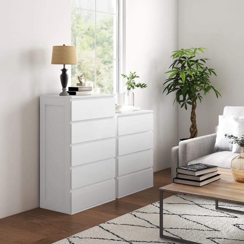 HOMCOM Commode 4 tiroirs commode chambre meuble de rangement épuré style moderne, pour chambre à coucher, salon - 60 x 40 x 80 cm, blanc — vignette 2