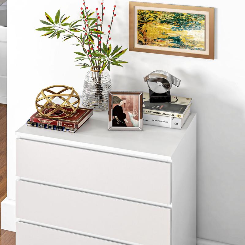 HOMCOM Commode 4 tiroirs commode chambre meuble de rangement épuré style moderne, pour chambre à coucher, salon - 60 x 40 x 80 cm, blanc — vignette 9