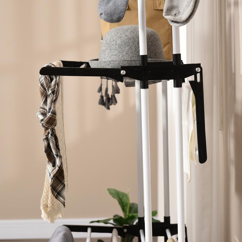 HOMCOM Séchoir étendoir à linge sur roulette pliable 3 niveaux cadre en acier ailes latérales intérieure et extérieure 73 x 64 x 177 cm noir argent — vignette 8