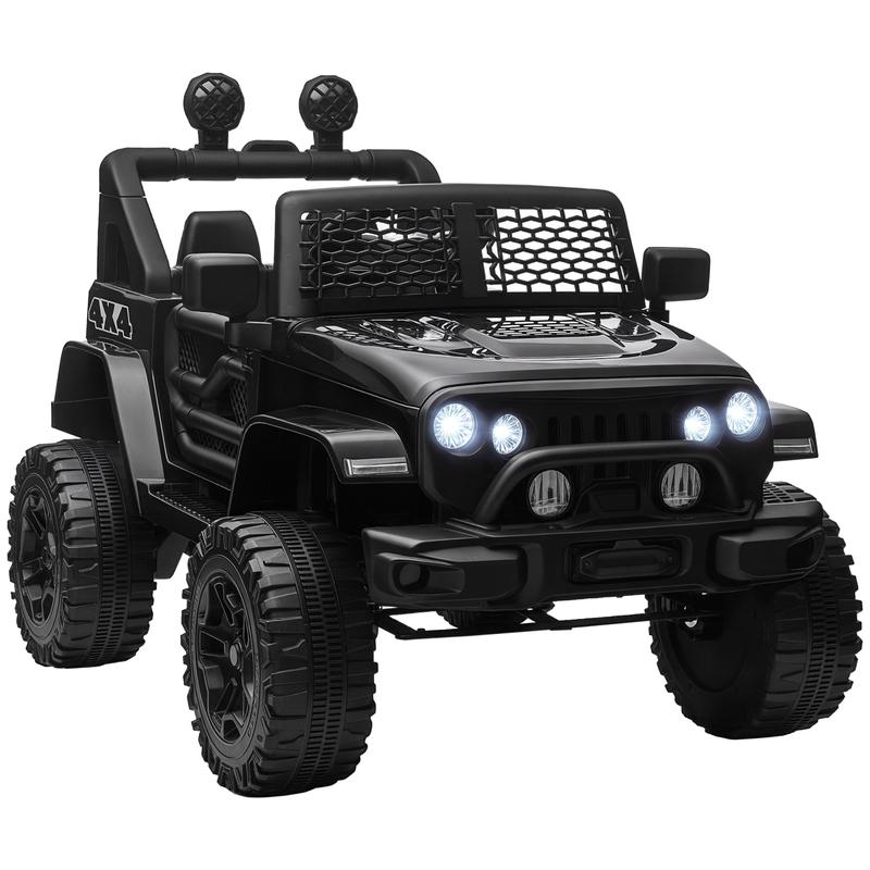 HOMCOM Voiture Electrique Enfant 4x4 12V avec Phare et Klaxon à Distance - 3-6 Ans - Noir