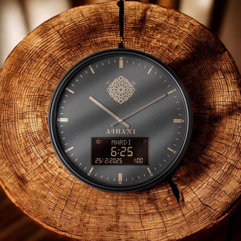 Horloge Adhan design et moderne - Noire