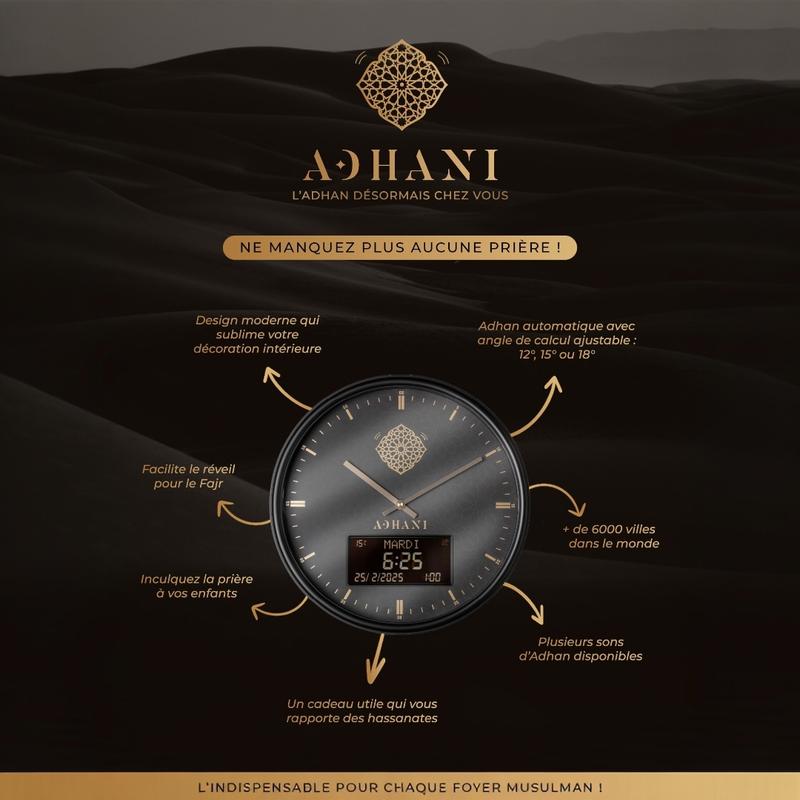 Horloge Adhan design et moderne - Noire — vignette 4