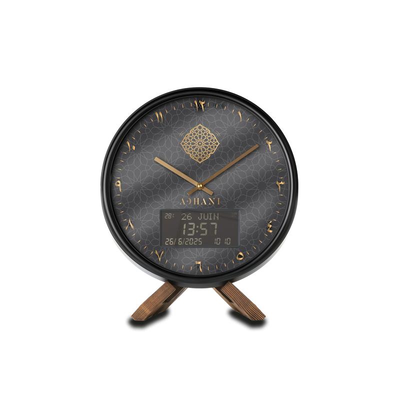 Horloge Adhan design moderne - Noire - Chiffres indiens — vignette 3