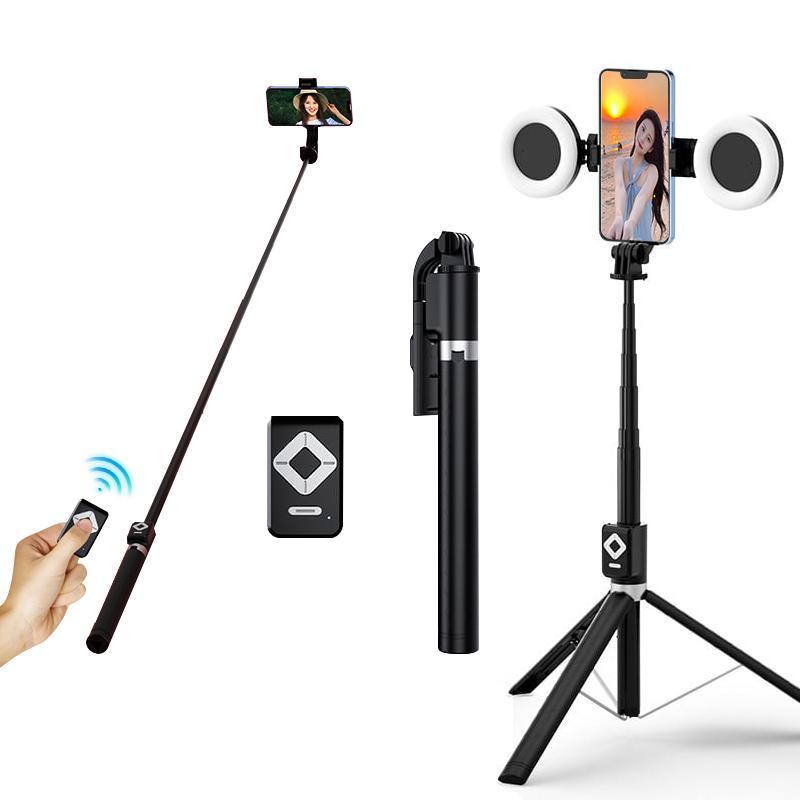 IMOLI Perche à selfie 170m avec 2 Lampes, Trépied pour Téléphone avec Télécommandesans Fil, 360° Rotation Selfie Stick Compatible Telephone, GoPro, Cadeau Pour Mère — vignette 2