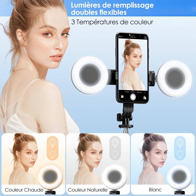 IMOLI Perche à selfie 170m avec 2 Lampes, Trépied pour Téléphone avec Télécommandesans Fil, 360° Rotation Selfie Stick Compatible Telephone, GoPro, Cadeau Pour Mère — vignette 3