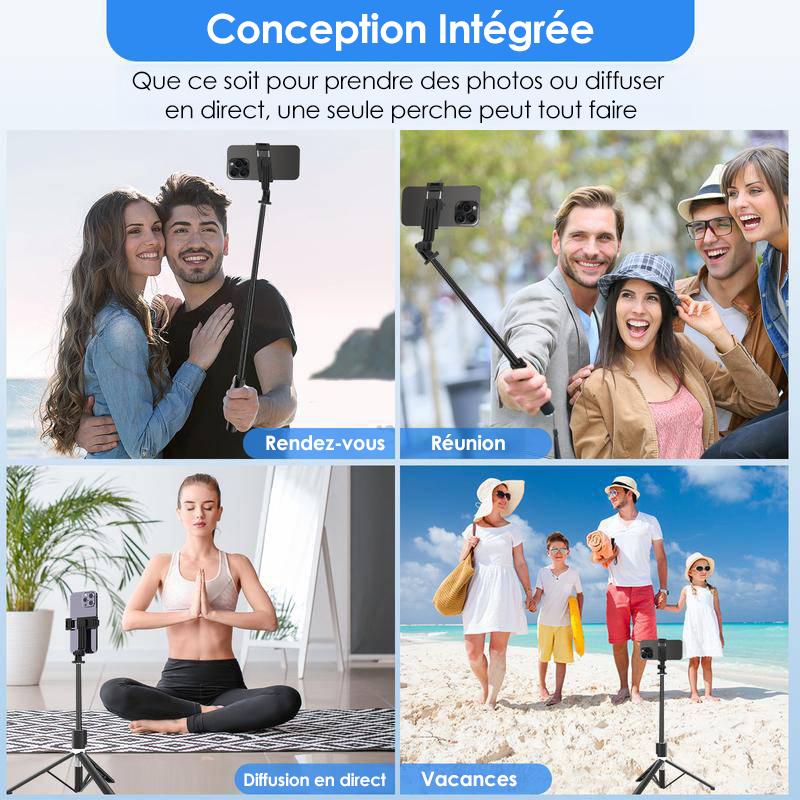 IMOLI Perche à selfie 170m avec 2 Lampes, Trépied pour Téléphone avec Télécommandesans Fil, 360° Rotation Selfie Stick Compatible Telephone, GoPro, Cadeau Pour Mère — vignette 6