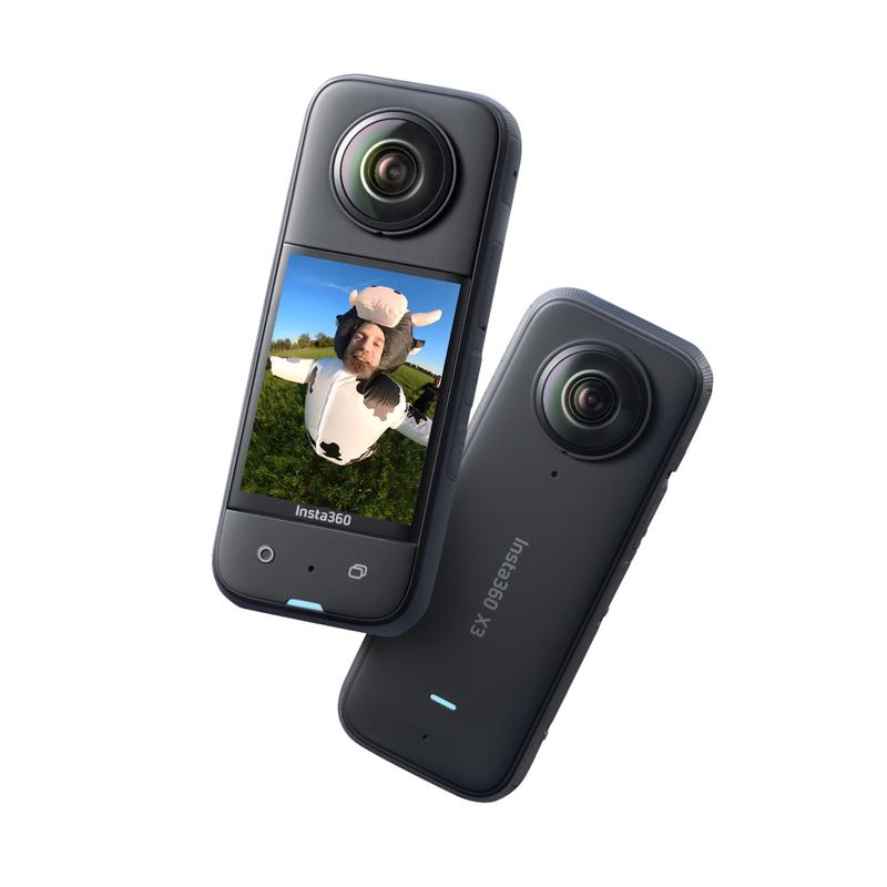 Insta360 X3 – caméra d’action étanche à 360°, capteurs 1/2" 48 MP, vidéo HDR active 360° 5,7K, photos 360° 72 MP, objectif simple 4K, mode « Me » 60 fps, stabilisation d’image, écran tactile 2,29", traitement par IA, diffusion en direct