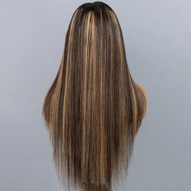 ISEE HAIR Perruque en dentelle 7*5 HD à reflets cheveux humains lisses sans colle à double tirage Perruque brésilienne colorée 7*5 avec fermeture en de ntelle HD#backtoschool — vignette 4