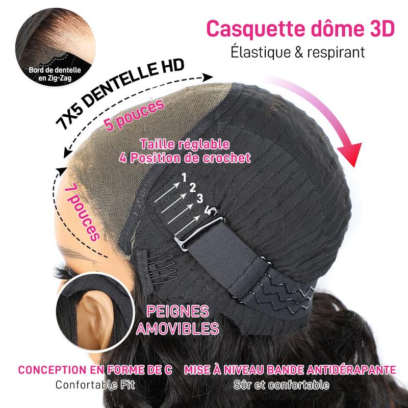 ISEE HAIR Perruque en dentelle 7*5 HD à reflets cheveux humains lisses sans colle à double tirage Perruque brésilienne colorée 7*5 avec fermeture en de ntelle HD#backtoschool — vignette 9
