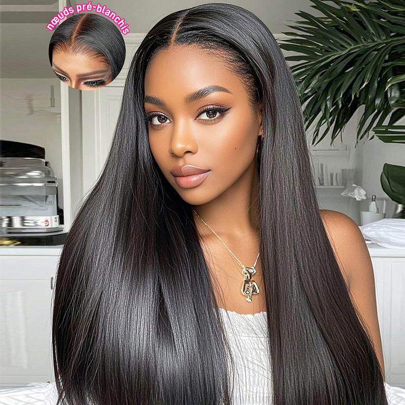 ISEE Hair Perruques Lace Front Wigs 13x6 en cheveux humains raides 180 Densité pré-épilées 7x5 sans colle pour femmes#backtoschool — vignette 3