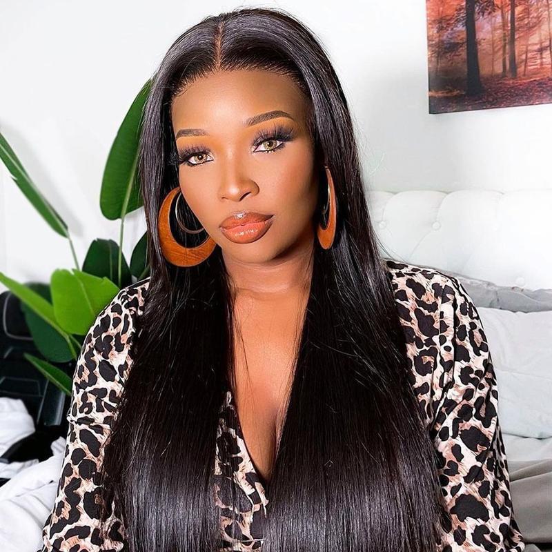 ISEE Hair Perruques Lace Front Wigs 13x6 en cheveux humains raides 180 Densité pré-épilées 7x5 sans colle pour femmes#backtoschool — vignette 6