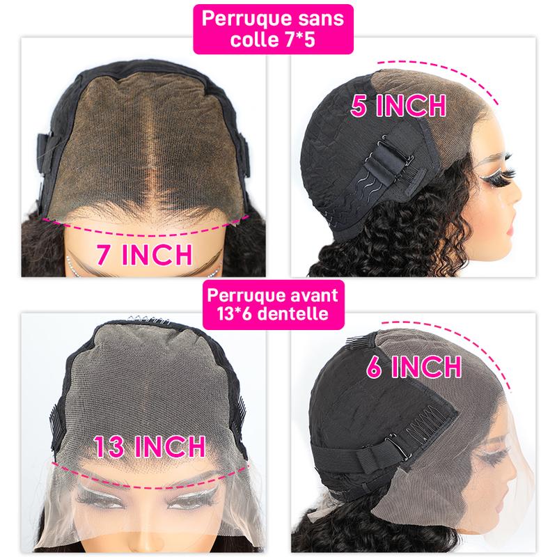 ISEE Hair Perruques Lace Front Wigs 13x6 en cheveux humains raides 180 Densité pré-épilées 7x5 sans colle pour femmes#backtoschool — vignette 9