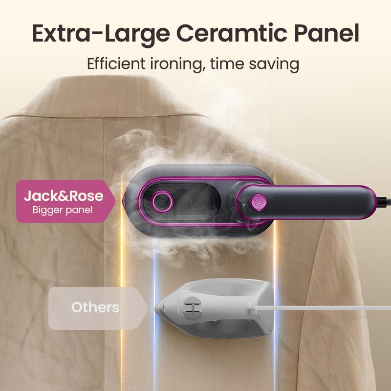 Jack & Rose fer à vapeur et vapeur vertical 2 en 1, chauffe rapide 1200W, réservoir de 150ml, dissolvant de rides pour vêtements Portable pour la maison, les voyages et le bureau, grande semelle, Design léger Rentrée scolaire — vignette 3