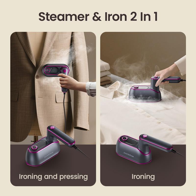 Jack & Rose fer à vapeur et vapeur vertical 2 en 1, chauffe rapide 1200W, réservoir de 150ml, dissolvant de rides pour vêtements Portable pour la maison, les voyages et le bureau, grande semelle, Design léger Rentrée scolaire — vignette 6